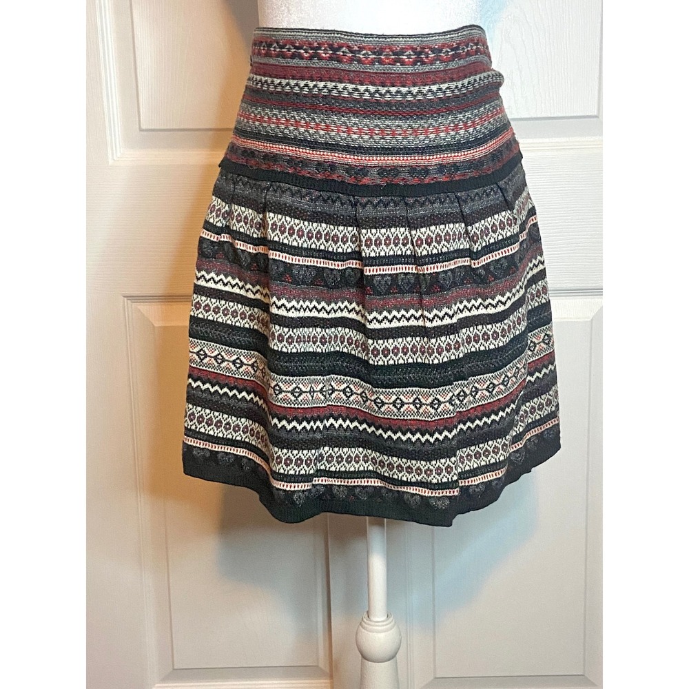 Princess Vera Wang Fair Isle Knit Mini Skirt XL Gray Red Metallic Heart Pleated